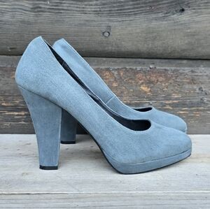 Spiegel Retro Charm Blue/Gray Suede, Platform, Block Heel, Comfort Pumps 9M